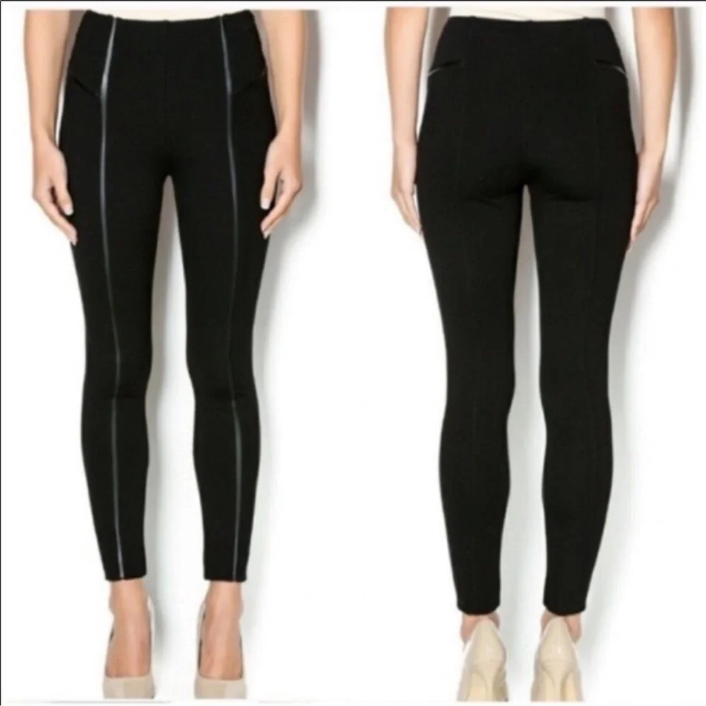 Lysse Ponte Faux Leather Trim Leggings Black Size 2X